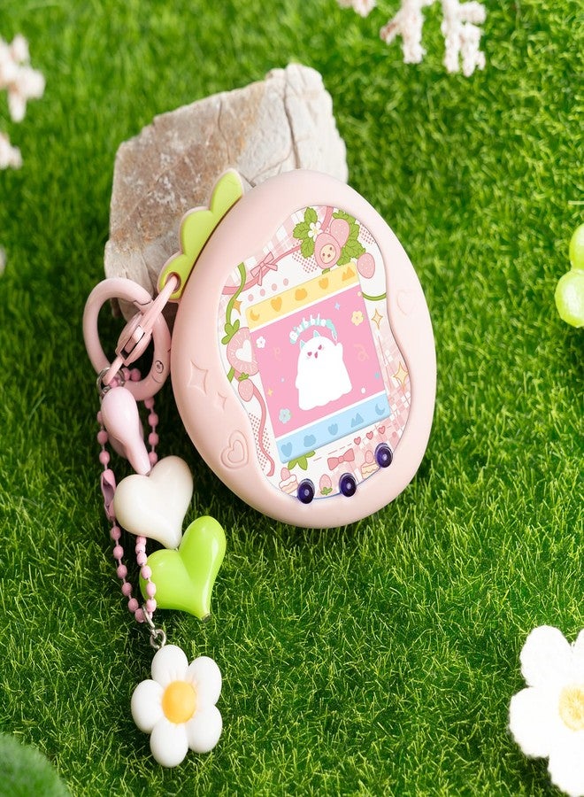 BUBBLELOGUS Strawberry Bubble Protective Case for Tamagotchi Uni, Soft TPU Silicone Cover with Faceplate & Charms Set, Anti-Scratch & Waterproof (Pink) - Image 5